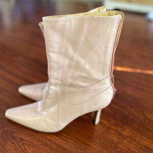 Vintage light Pink Leather Ankle Boots